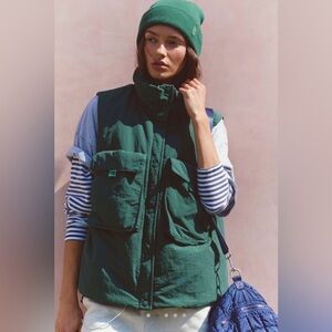 Free People/ FP movement Cabin Fever puffer vest jacket/evergreen/NWT XS